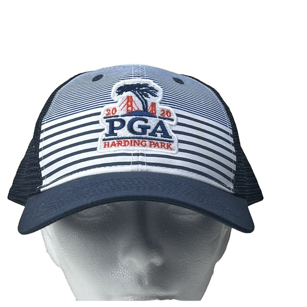 Rare 2020 PGA Harding Park White Mesh Snapback Trucker Hat Adjustable Cap Blue